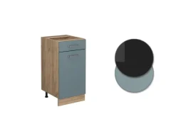 Vicco Küchenunterschrank R-Line Blau-Grau/Goldkraft Eiche 40 cm AP Anthrazit