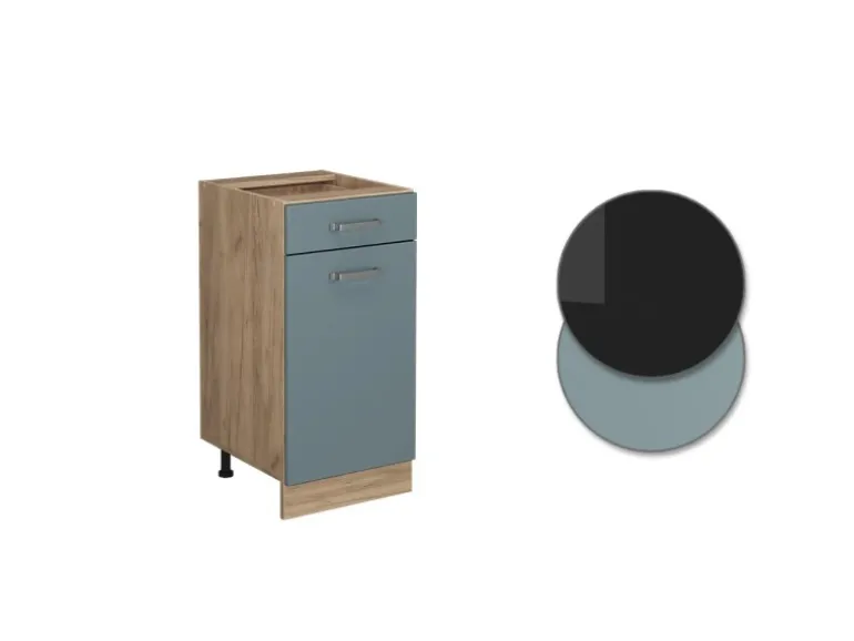 Vicco Küchenunterschrank R-Line Blau-Grau/Goldkraft Eiche 40 cm AP Anthrazit