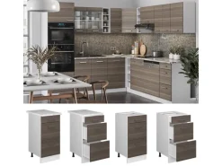 Vicco Küchenunterschrank R-Line Grau/Weiß 40 cm mit Schubladen AP Anthrazit