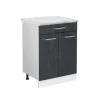 Vicco Küchenunterschrank R-Line Schubladenschrank für die Küche Schwarz Beton 60 cm AP Marmor mit Weiß Korpus