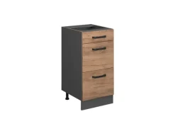 Vicco Küchenunterschrank R-Line Goldkraft Eiche/Anthrazit 40 cm mit Schubladen ohne Arbeitsplatte
