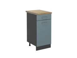 Vicco Küchenunterschrank R-Line Schubladenschrank für die Küche Blau-Grau/Anthrazit 40 cm AP Eiche