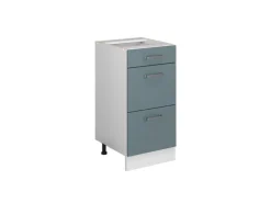 Vicco Küchenunterschrank R-Line Blau-Grau/Weiß 40 cm mit Schubladen ohne Arbeitsplatte