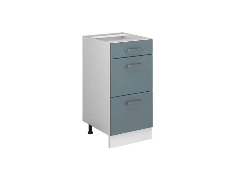 Vicco Küchenunterschrank R-Line Blau-Grau/Weiß 40 cm mit Schubladen ohne Arbeitsplatte