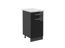 Vicco Küchenunterschrank R-Line Schubladenschrank für die Küche Schwarz Hochglanz 40 cm AP Marmor