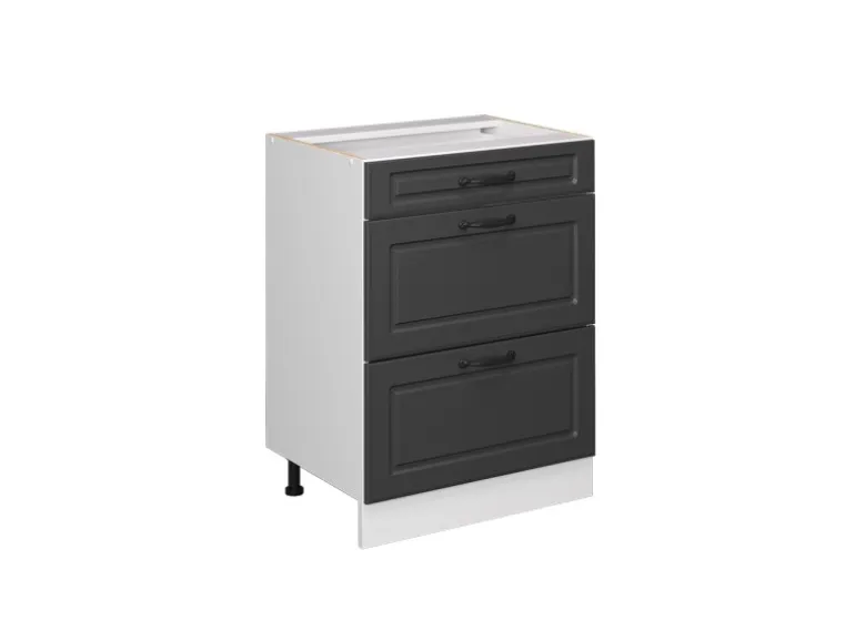 Vicco Küchenunterschrank R-Line Anthrazit Landhaus/Weiß 60 cm mit Schubladen ohne Arbeitsplatte