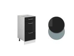 Vicco Küchenunterschrank R-Line Schwarz Hochglanz/Weiß 40 cm mit Schubladen ohne Arbeitsplatte