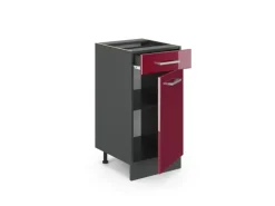 Vicco Küchenunterschrank R-Line Bordeaux Hochglanz/Anthrazit 40 cm AP Eiche