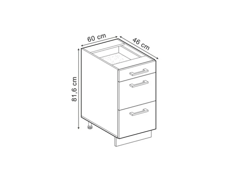 Vicco Küchenunterschrank R-Line Artisan-Eiche/Goldkraft Eiche 60 cm mit Schubladen ohne Arbeitsplatte