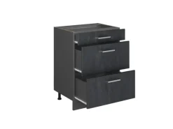 Vicco Küchenunterschrank R-Line Schwarz Beton 60 cm ohne Arbeitsplatte mit Anthrazit Korpus