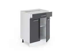 Vicco Küchenunterschrank R-Line Anthrazit Hochglanz/Weiß 60 cm mit Schublade ohne Arbeitsplatte
