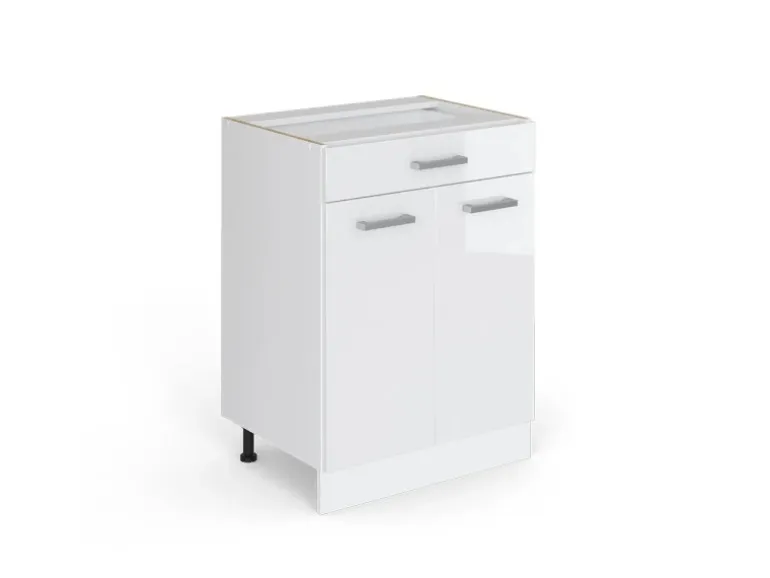 Vicco Küchenunterschrank R-Line Weiß Hochglanz/Weiß 60 cm mit Schublade ohne Arbeitsplatte