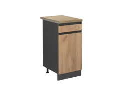 Vicco Küchenunterschrank R-Line Goldkraft Eiche/Anthrazit 40 cm AP Eiche mit Anthrazit Korpus