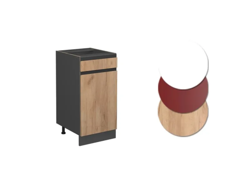 Vicco Küchenunterschrank R-Line Goldkraft Eiche/Anthrazit 40 cm AP Eiche mit Anthrazit Korpus