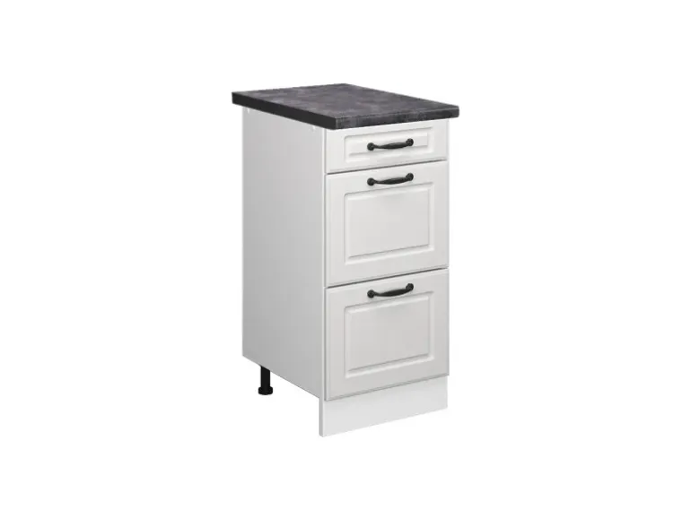 Vicco Küchenunterschrank R-Line Weiß Landhaus/Weiß 40 cm mit Schubladen AP Anthrazit