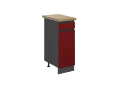 Vicco Küchenunterschrank R-Line Schubladenschrank für die Küche Rot/Anthrazit 30 cm AP Eiche