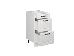 Vicco Küchenunterschrank R-Line Weiß Landhaus/Weiß 40 cm mit Schubladen AP Eiche