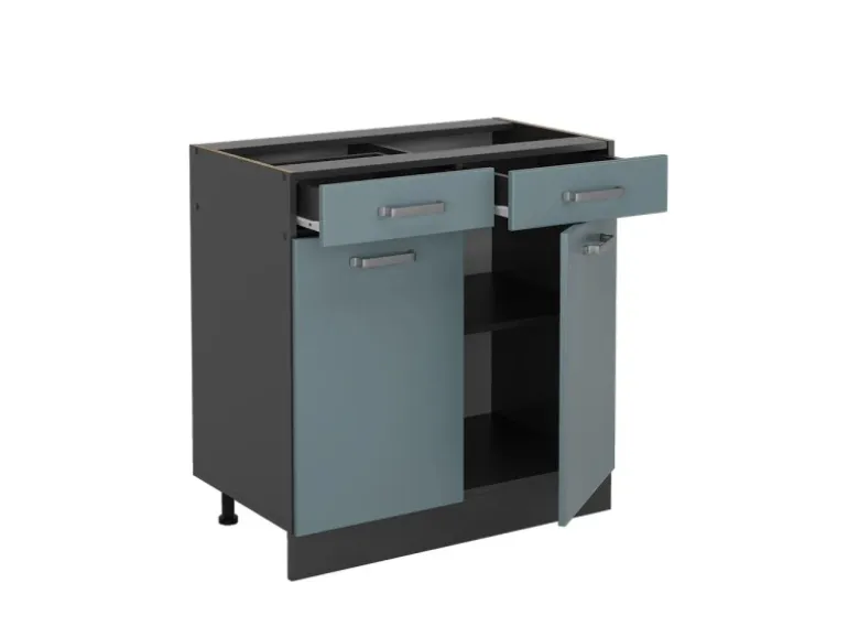 Vicco Küchenunterschrank R-Line Blau-Grau/Anthrazit 80 cm ohne Arbeitsplatte