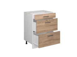 Vicco Küchenunterschrank R-Line Sonoma/Weiß 60 cm mit Schubladen ohne Arbeitsplatte