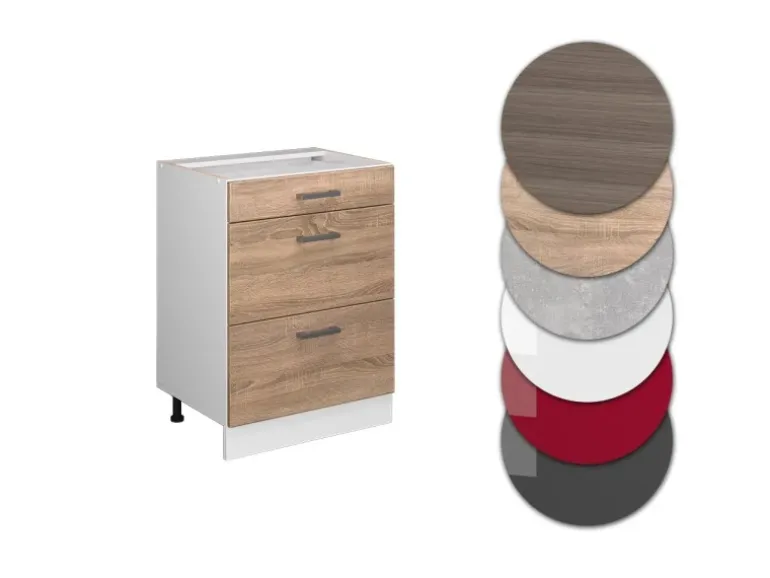 Vicco Küchenunterschrank R-Line Sonoma/Weiß 60 cm mit Schubladen ohne Arbeitsplatte