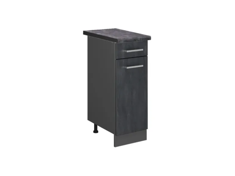 Vicco Küchenunterschrank R-Line Schubladenschrank für die Küche Schwarz Beton 30 cm AP Anthrazit mit Anthrazit Korpus