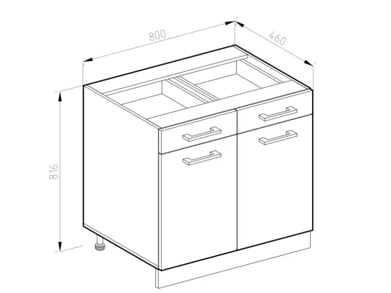 Vicco Küchenunterschrank R-Line Anthrazit Landhaus/Weiß 80 cm ohne Arbeitsplatte