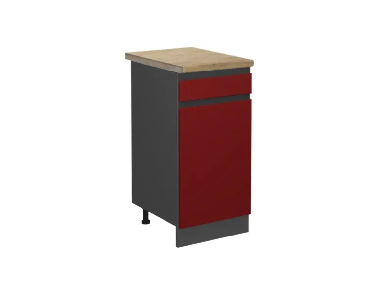 Vicco Küchenunterschrank R-Line Schubladenschrank für die Küche Rot/Anthrazit 40 cm AP Eiche