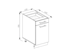 Vicco Küchenunterschrank R-Line Schubladenschrank für die Küche Rot/Anthrazit 40 cm AP Eiche