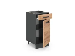 Vicco Küchenunterschrank R-Line Goldkraft Eiche/Anthrazit 40 cm AP Eiche mit Anthrazit Korpus