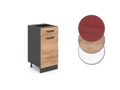 Vicco Küchenunterschrank R-Line Goldkraft Eiche/Anthrazit 40 cm AP Eiche mit Anthrazit Korpus