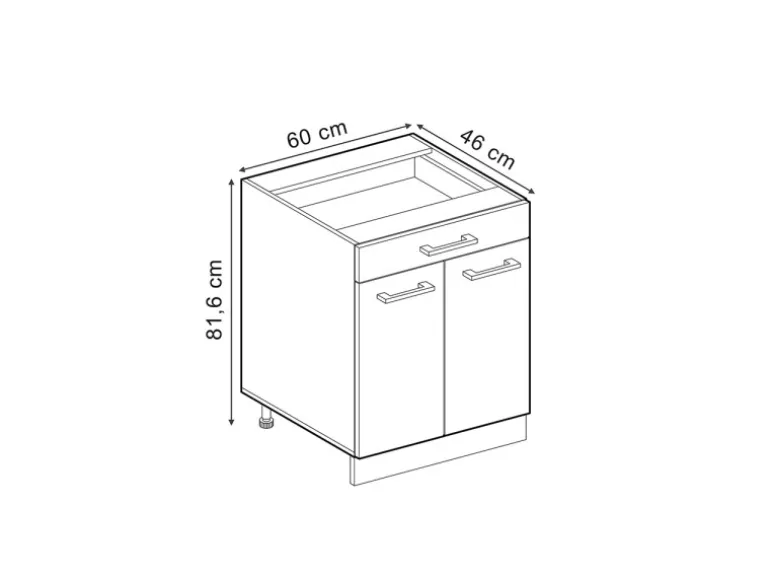 Vicco Küchenunterschrank R-Line Schwarz Beton 60 cm ohne Arbeitsplatte mit Weiß Korpus