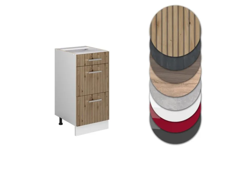 Vicco Küchenunterschrank R-Line Artisan-Eiche/Weiß 40 cm mit Schubladen AP Eiche
