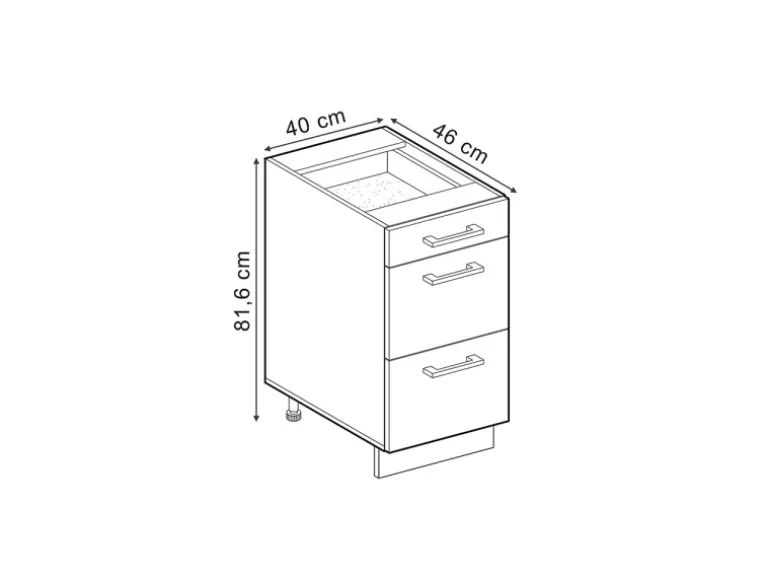 Vicco Küchenunterschrank R-Line Blau-Grau/Anthrazit 40 cm mit Schubladen AP Eiche