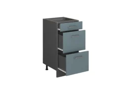 Vicco Küchenunterschrank R-Line Blau-Grau/Anthrazit 40 cm mit Schubladen AP Eiche