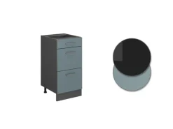Vicco Küchenunterschrank R-Line Blau-Grau/Anthrazit 40 cm mit Schubladen AP Eiche