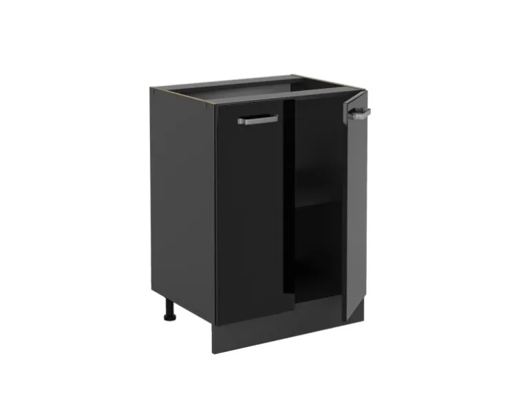 Vicco Küchenunterschrank R-Line Schwarz Hochglanz/Anthrazit 60 cm AP Anthrazit