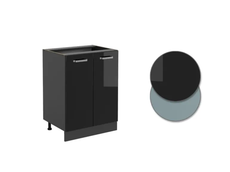 Vicco Küchenunterschrank R-Line Schwarz Hochglanz/Anthrazit 60 cm AP Anthrazit