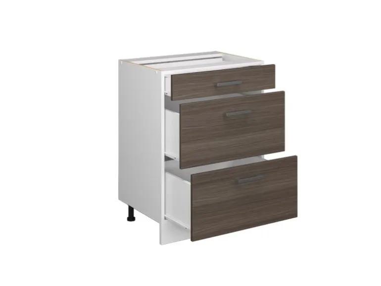 Vicco Küchenunterschrank R-Line Grau/Weiß 60 cm mit Schubladen AP Marmor