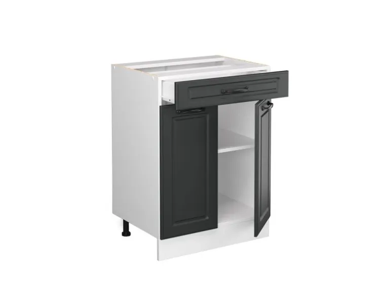 Vicco Küchenunterschrank R-Line Anthrazit Landhaus/Weiß 60 cm mit Schublade ohne Arbeitsplatte