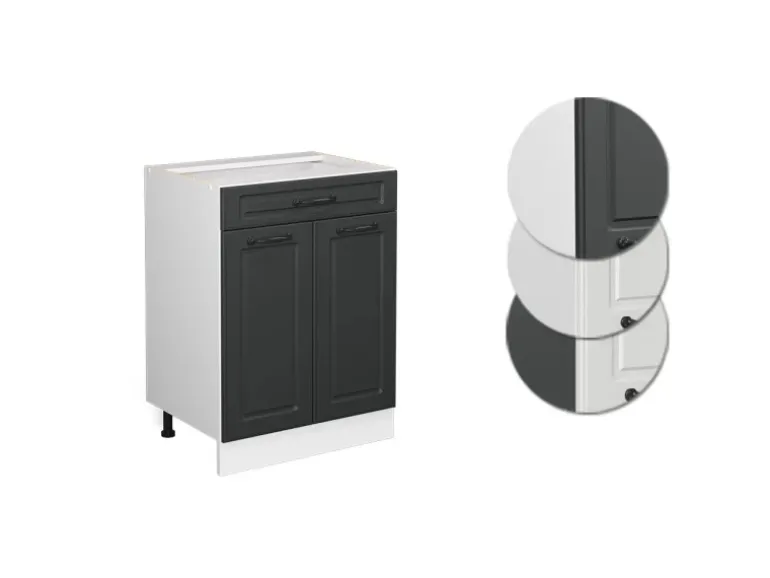 Vicco Küchenunterschrank R-Line Anthrazit Landhaus/Weiß 60 cm mit Schublade ohne Arbeitsplatte