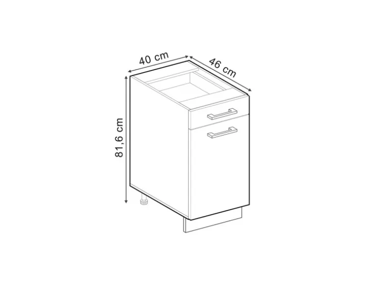 Vicco Küchenunterschrank R-Line Schubladenschrank für die Küche Schwarz Beton 40 cm AP Marmor mit Goldkraft Eiche Korpus