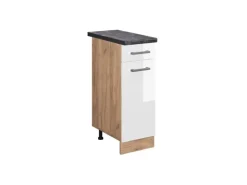 Vicco Küchenunterschrank R-Line Weiß Hochglanz/Goldkraft Eiche 30 cm AP Anthrazit