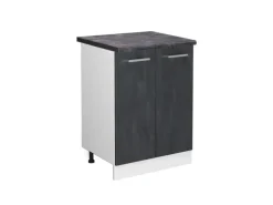 Vicco Küchenunterschrank R-Line Schwarz Beton/Weiß 60 cm AP Anthrazit