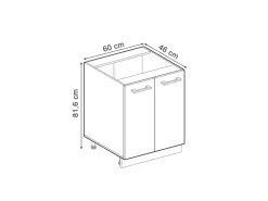 Vicco Küchenunterschrank R-Line Schwarz Beton/Weiß 60 cm AP Anthrazit
