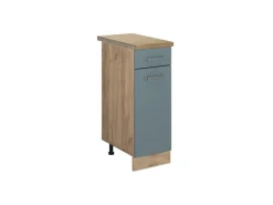Vicco Küchenunterschrank R-Line Blau-Grau/Goldkraft Eiche 30 cm AP Eiche