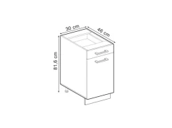 Vicco Küchenunterschrank R-Line Blau-Grau/Goldkraft Eiche 30 cm AP Eiche