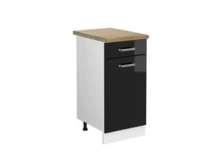 Vicco Küchenunterschrank R-Line Schwarz Hochglanz/Weiß 40 cm AP Eiche