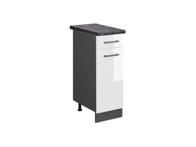 Vicco Küchenunterschrank R-Line Weiß Hochglanz/Anthrazit 30 cm AP Anthrazit
