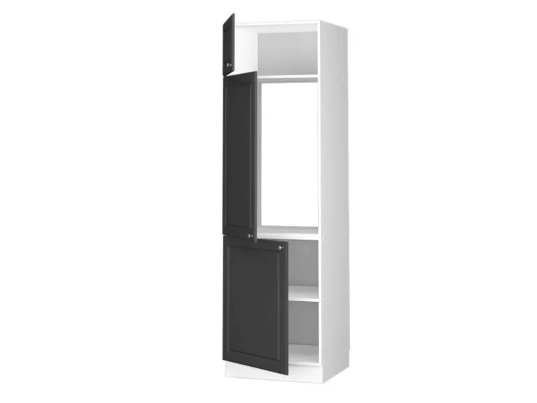 Vicco Kühlumbauschrank Fame-Line Hochschrank für die Küche Anthrazit-Gold/Weiß 60 cm
