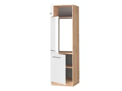 Vicco Kühlumbauschrank Fame-Line Weiß Hochglanz/Goldkraft Eiche 60 cm